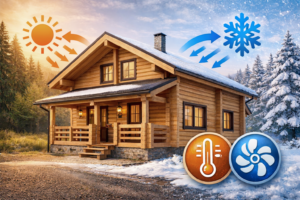 case din lemn eficiente energetic, calduroase iarna, racoroase vara